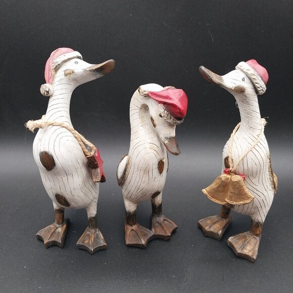 Set of 3 Rustic Tii Christmas Santa ducks - Picture 9 of 11